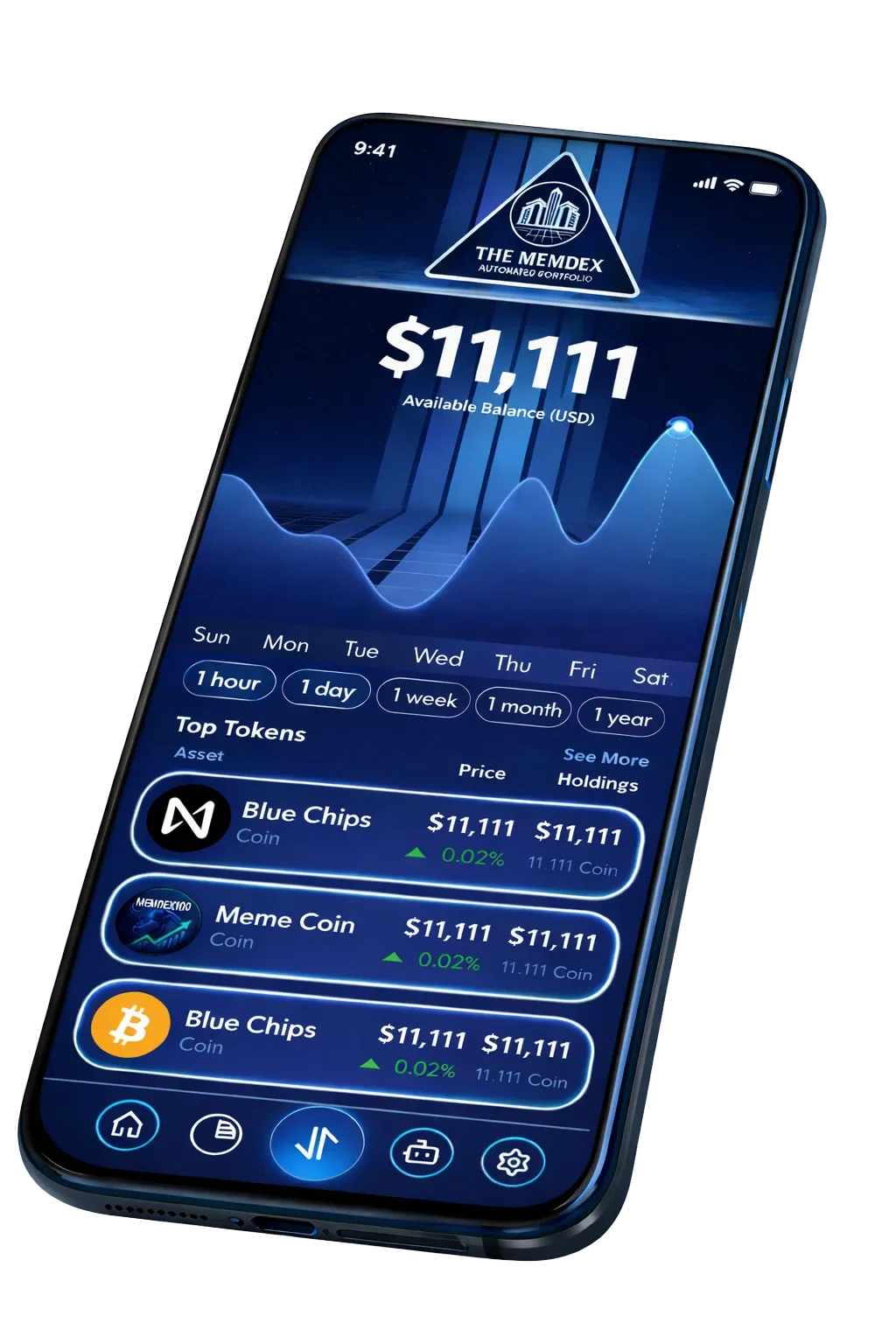 MemDex mobile app showing portfolio map